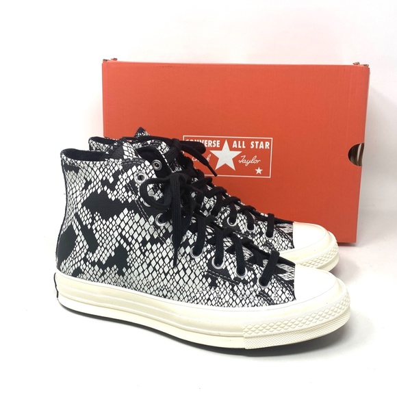 Converse Chuck 70 All Star High Top Egret Black Leather Women Sneakers 570355C - Picture 3 of 8